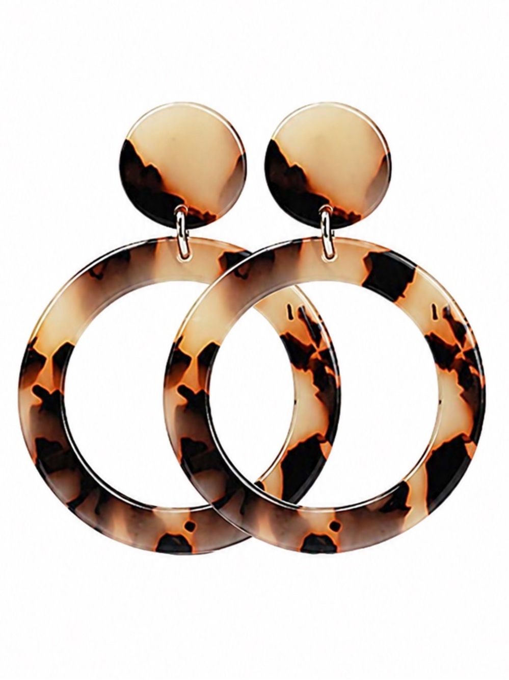 Acrylic Tortoiseshell Drop Earrings 2” | Statement Hoop Dangle